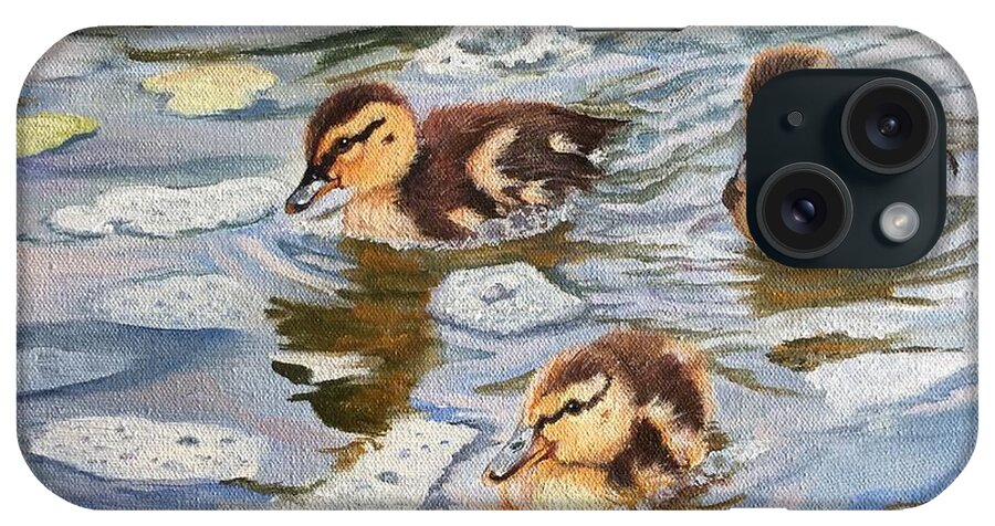 Ducks iPhone Case featuring the painting Little Ducks by Judy Rixom