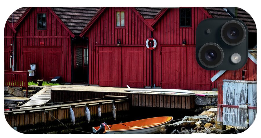 Barns iPhone Case featuring the photograph Little Red Fishing Huts by Debra and Dave Vanderlaan