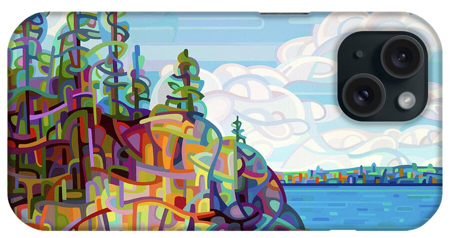 Summer Lake iPhone Case featuring the painting Living on the Edge by Mandy Budan