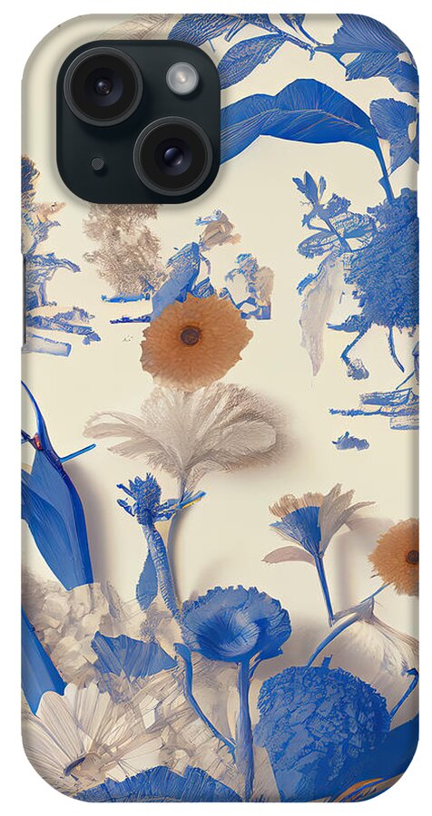 French Toile Fabric iPhone Case featuring the painting Living Toile III by Mindy Sommers