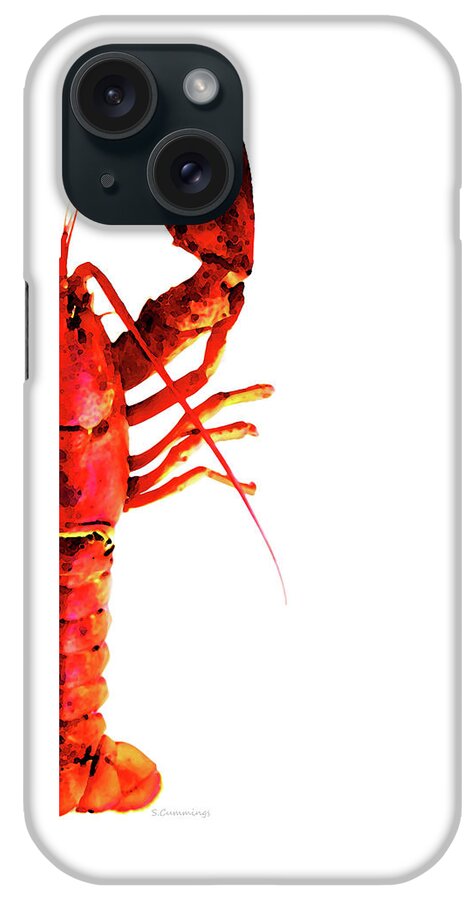 Lobster iPhone Case featuring the painting Lobster - The Right Side by Sharon Cummings