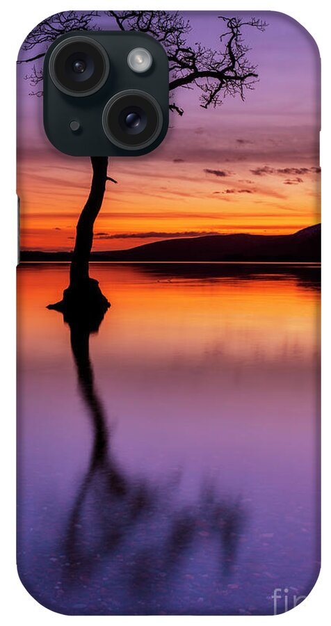 Loch Lomond iPhone Case featuring the photograph Lone tree reflections at Milarrochy Bay, Loch Lomond, Scotland by Neale And Judith Clark