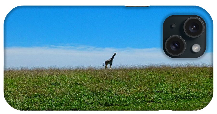 Photo Africa Giraffe iPhone Case featuring the digital art Lonely Plane by Bob Shimer