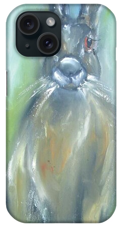 Hare Art iPhone Case featuring the painting Long hare by Mary Cahalan Lee - aka PIXI