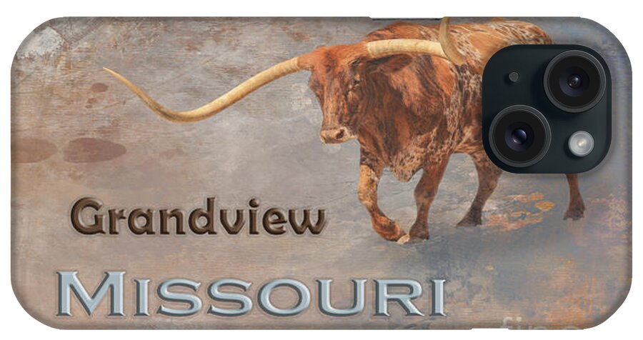 Grandview iPhone Case featuring the mixed media Longhorn Bull Grandview MO by Elisabeth Lucas