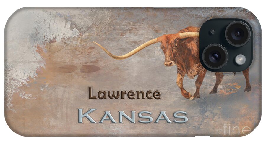 Lawrence iPhone Case featuring the mixed media Longhorn Bull Lawrence by Elisabeth Lucas