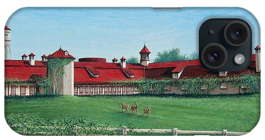 Architectural Landscape iPhone Case featuring the painting Longview Farm Dairy Barn by George Lightfoot
