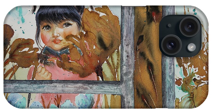 Look Out The Window iPhone Case featuring the painting Look Out The Window by Munkhzul Bundgaa