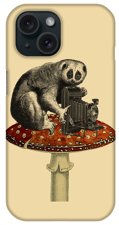 Slow Loris iPhone Case featuring the digital art Loris With Camera by Madame Memento