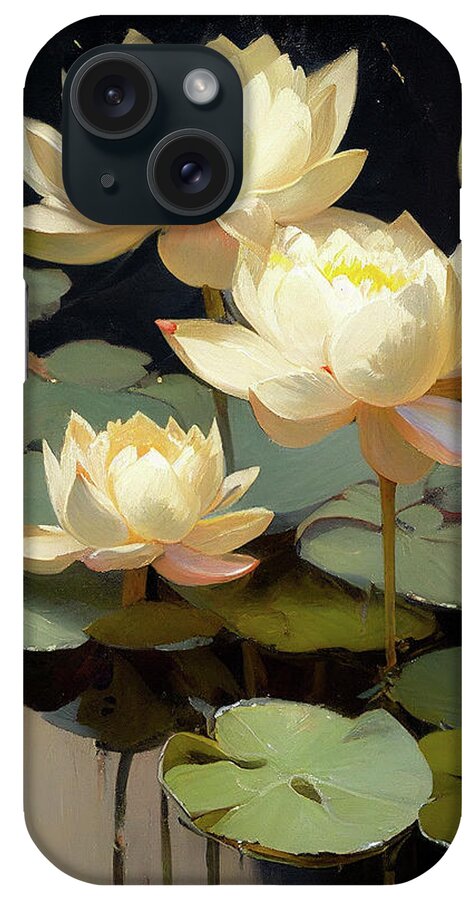 Lotus iPhone Case featuring the painting Lotus II by Naxart Studio