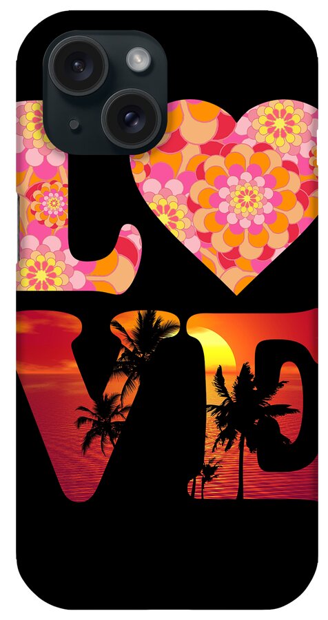 Funny iPhone Case featuring the digital art Love Floral Pattern Sunset Graphic by Flippin Sweet Gear