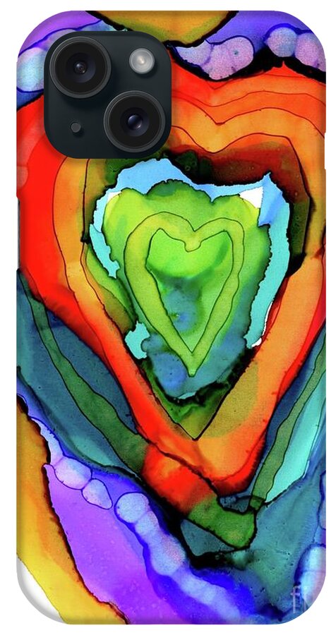 Heart iPhone Case featuring the painting Love is Messy by Beth Kluth