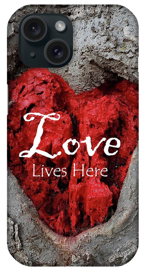 Love iPhone Case featuring the photograph LOVE LIVES HERE Red Heart In a Tree by Lynnie Lang