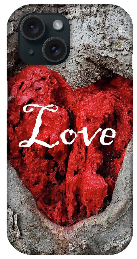 Love iPhone Case featuring the photograph LOVE Red Heart In a Tree by Lynnie Lang
