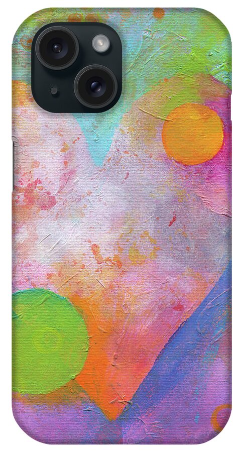 Heart iPhone Case featuring the painting Love universe abstract art by Karen Kaspar