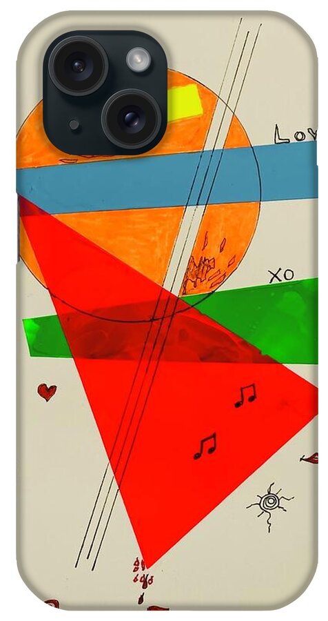  iPhone Case featuring the mixed media Love xo Green Under Red 111414 by Lew Hagood