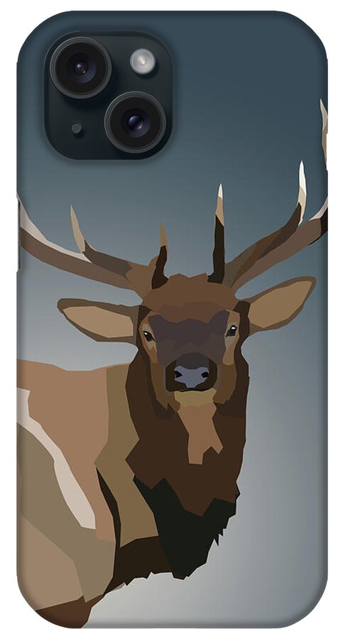 Bull Elk Digital Poly iPhone Case featuring the digital art Low Poly Bull Elk Portrait by Dan Sproul