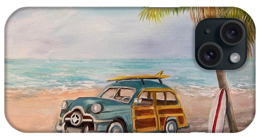 Woody iPhone Case featuring the painting Low Tides Good Vibes 1 by Barbara Landry