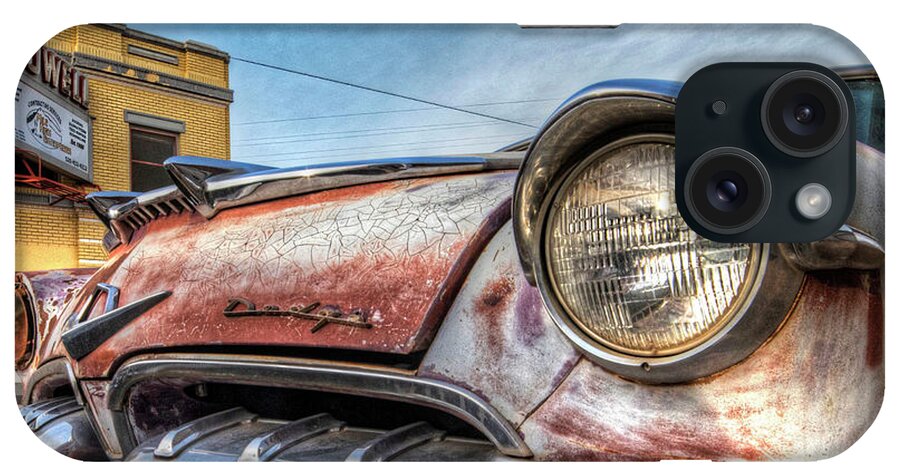 Lowell iPhone Case featuring the photograph Lowell Arizona Old Rusted Car Lowell Movie Theater Square by Toby McGuire