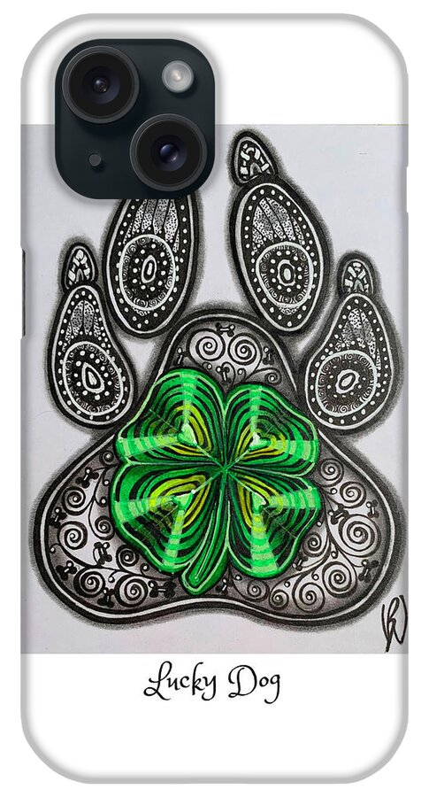 Dog iPhone Case featuring the mixed media Lucky Dog by Brenna Woods