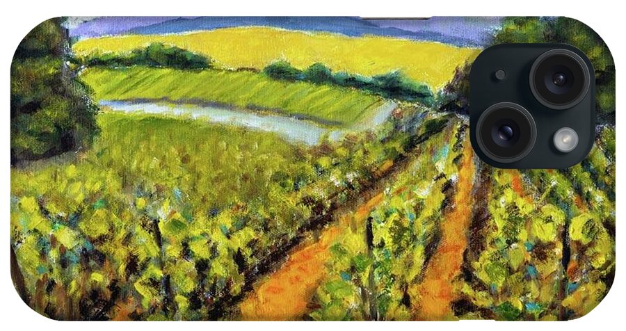 Landscape iPhone 15 Case featuring the painting Lumos Vineyard Philomath by Mike Bergen