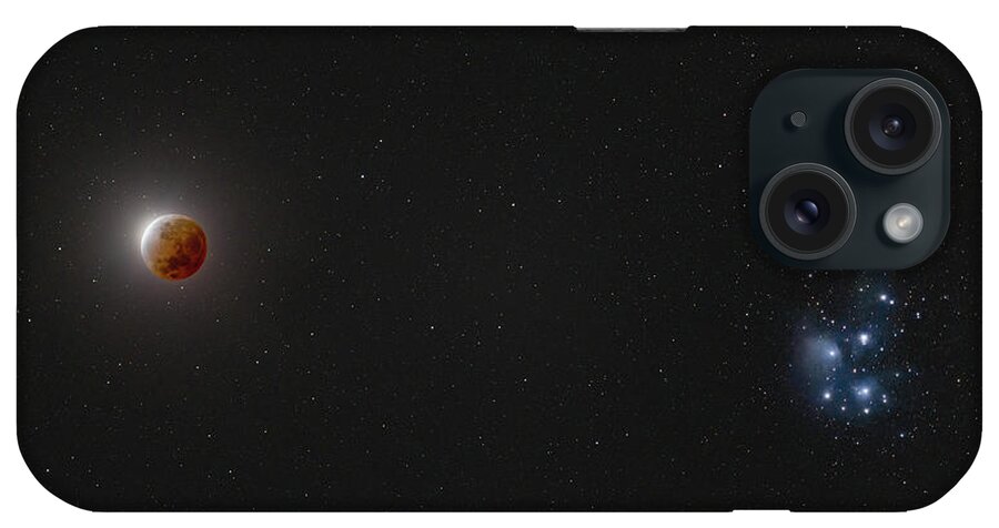 Deep Sky iPhone Case featuring the photograph Lunar Eclipse and M45 by Grant Twiss