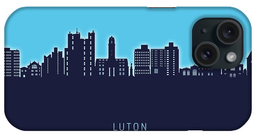 Luton iPhone Case featuring the digital art Luton England Skyline #91 by Michael Tompsett