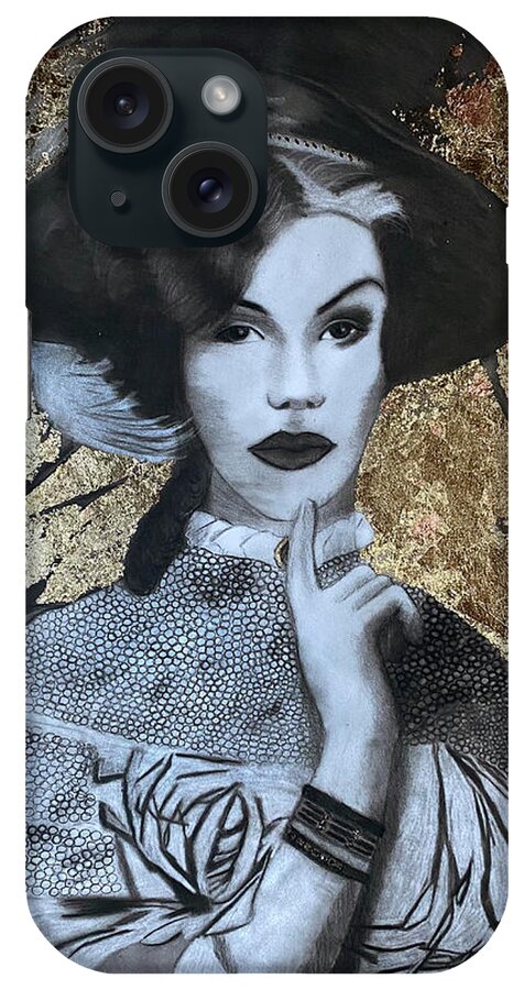 Vintage Portrait iPhone Case featuring the drawing Lydia by Nadija Armusik