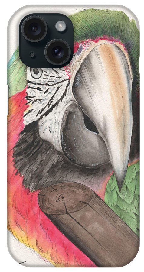 Macaw iPhone Case featuring the painting Macaw #2 by Bob Labno