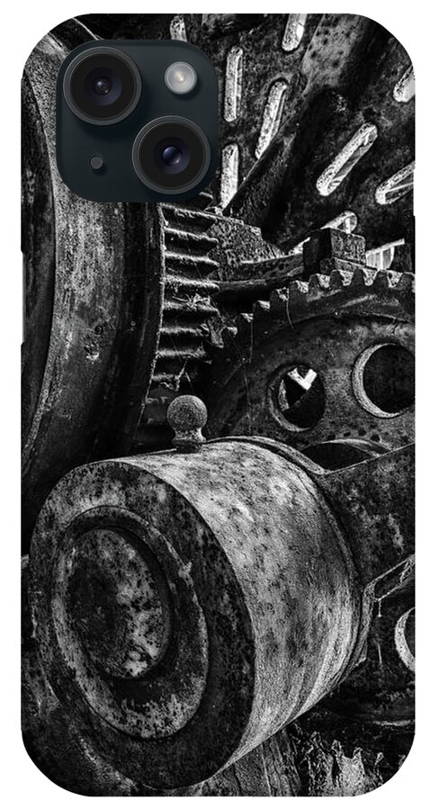 B&w iPhone Case featuring the photograph Machinery by Jeff Sinon
