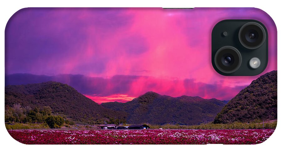 Magenta iPhone Case featuring the photograph Magenta Mountain Sunset by Ally White