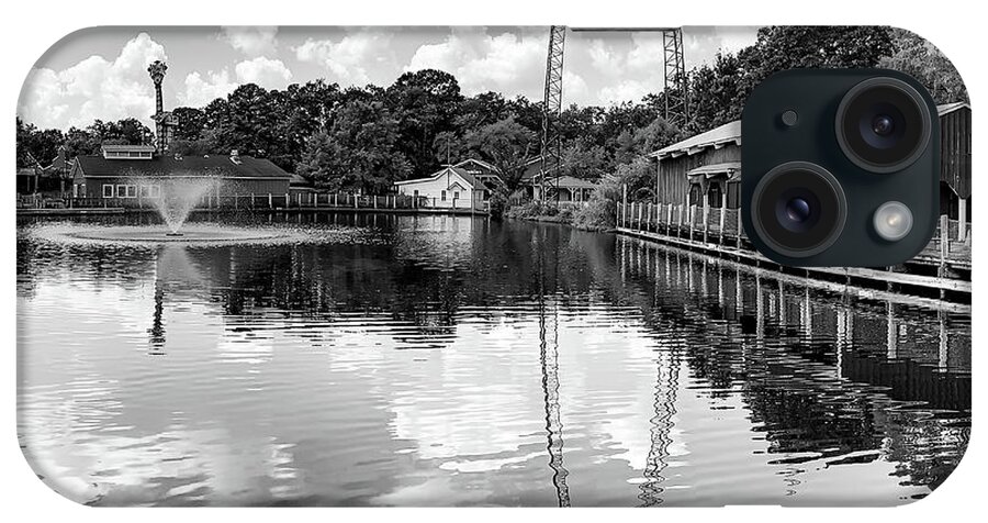 Magic Springs iPhone Case featuring the photograph Magic Springs Reflections - Hot Springs Arkansas Monochrome by Gregory Ballos