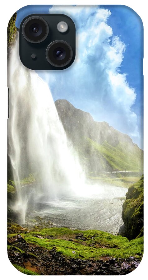Clouds iPhone Case featuring the photograph Magical Seljalandsfoss Waterfall by Debra and Dave Vanderlaan