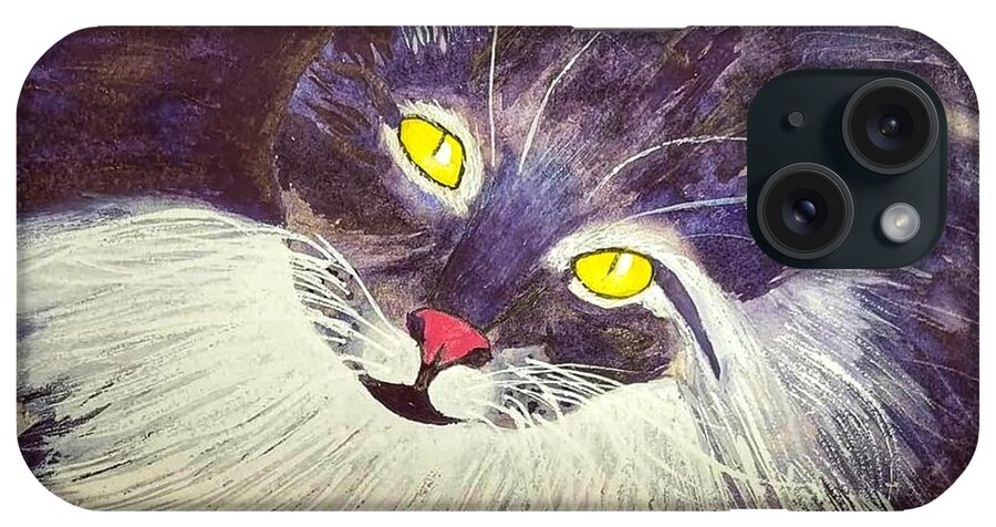Maine iPhone Case featuring the painting Mainecoon Love by Shady Lane Studios-Karen Howard