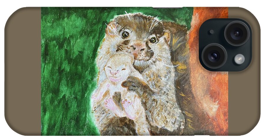 Otter iPhone Case featuring the painting Mama Otter and her baby by Melody Fowler