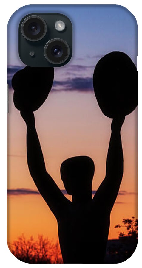Man With Two Hats iPhone Case featuring the photograph Man with two hats in the sunset light by Tatiana Travelways