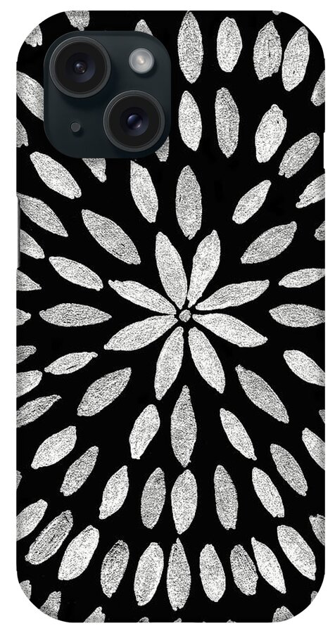 Colored-pencil iPhone Case featuring the digital art Mandala Flower #10 #bw #drawing #decor #art by Anitas and Bellas Art