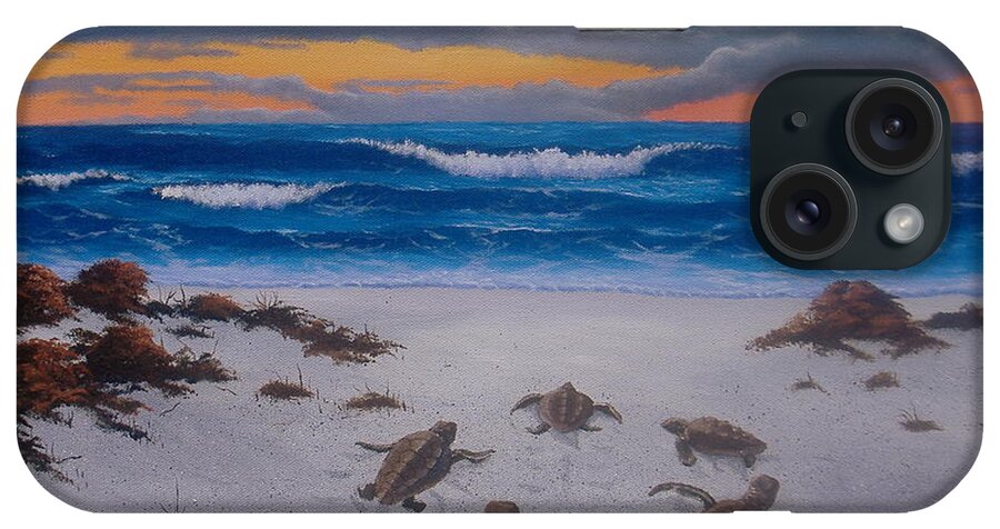 Sea Turtle Images iPhone Case featuring the painting March to the Sea by Michael Allen