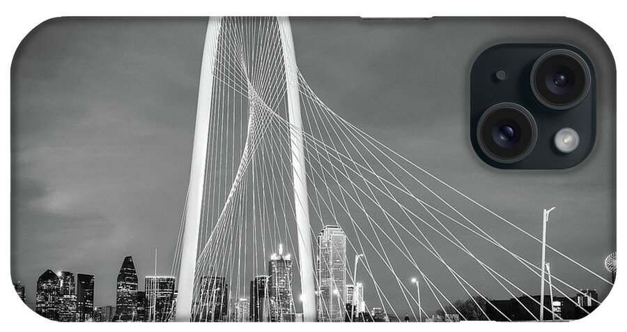Dallas Texas iPhone Case featuring the photograph Margaret Hunt Hill Bridge Black and White by Robert Bellomy