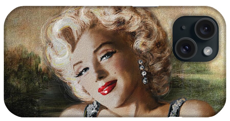 Marilyn iPhone Case featuring the painting Marilyn Monroe Mona Lisa by Theo Danella