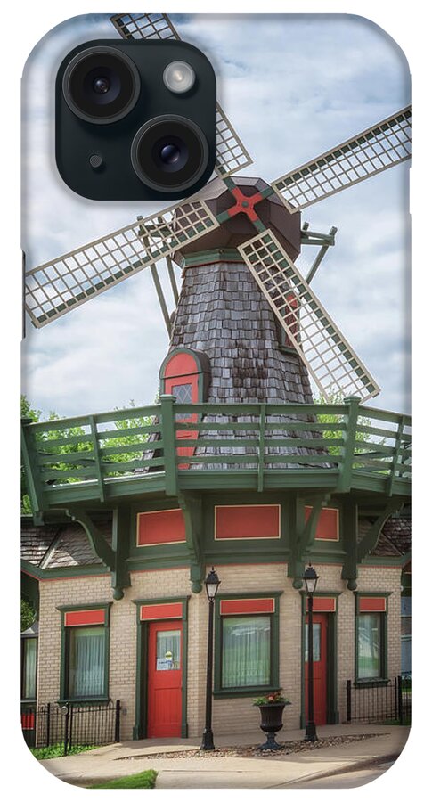 Windmill iPhone Case featuring the photograph Marion County Windmill Bank - Pella Iowa by Susan Rissi Tregoning