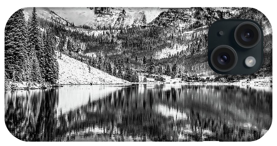 Mountain Landscape iPhone Case featuring the photograph Maroon Peaks in Monochrome - Aspen Colorado by Gregory Ballos