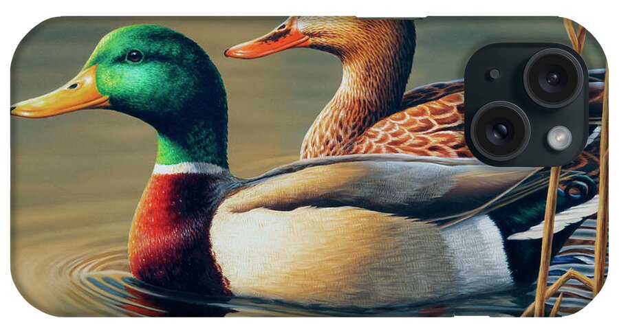 Mallard iPhone Case featuring the painting Mating Pair by Guy Crittenden