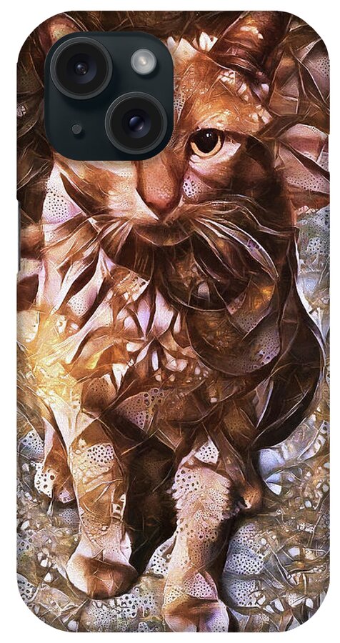 Orange Cat iPhone Case featuring the digital art Mau the Orange Ring Tailed Cat by Peggy Collins