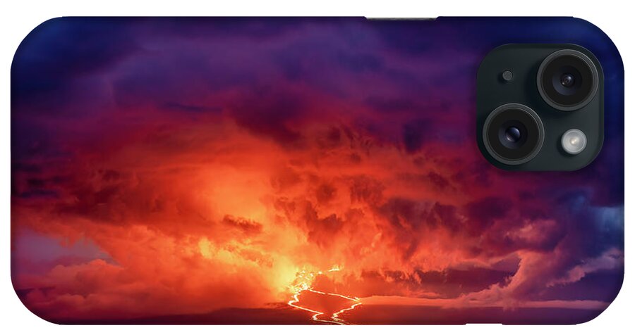 Mauna Loa iPhone Case featuring the photograph Mauna Loa Eruption Night Clouds by Christopher Johnson