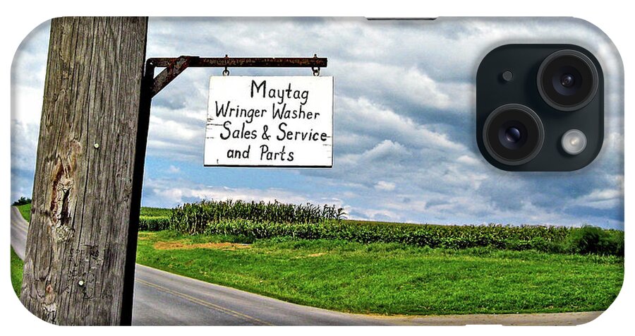 Amish iPhone Case featuring the photograph Maytag and Amish Girl by Tana Reiff