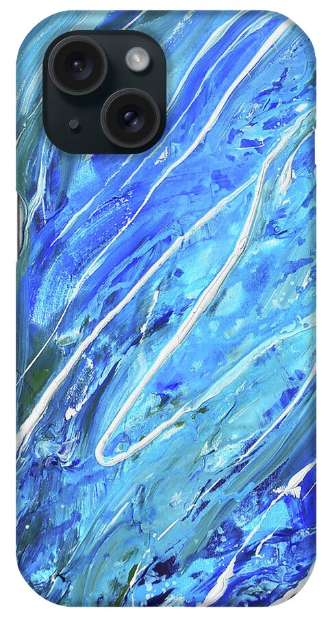 Blue Wave iPhone Case featuring the painting Meditate On The Wave Peaceful Contemporary Beach Art Sea And Ocean Blues Art I by Irina Sztukowski