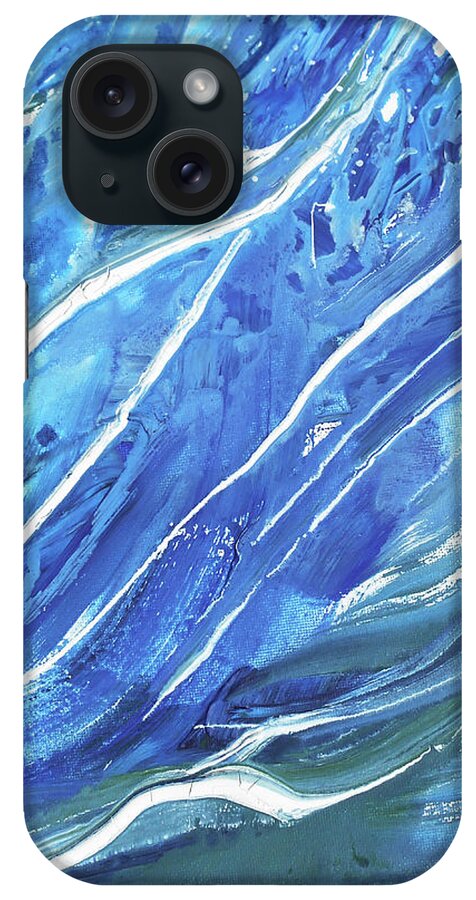 Blue Wave iPhone Case featuring the painting Meditate On The Wave Peaceful Contemporary Beach Art Sea And Ocean Blues Art II by Irina Sztukowski