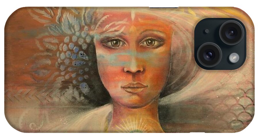 Painting iPhone Case featuring the painting Moon Goddess 9 by Reina Cottier