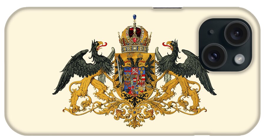 Coat Of Arms Of Austria iPhone Case featuring the drawing Medium Coat of Arms of the Austrian Countries, 1915 by Helga Novelli